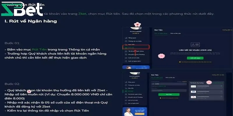 Lưu ý khi trong hướng dẫn rút tiền Zbet